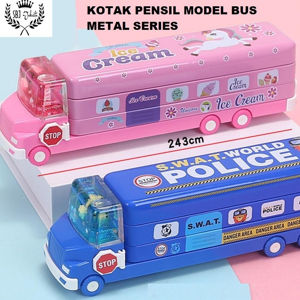 

Tempat pensil Kotak pensil Bus Double Decker Metal Series unik lucu