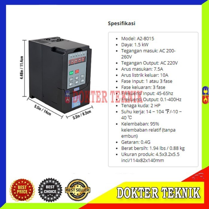 Variable Frequency Drive VFD Inverter for CNC Engraving Milling 1.5KW