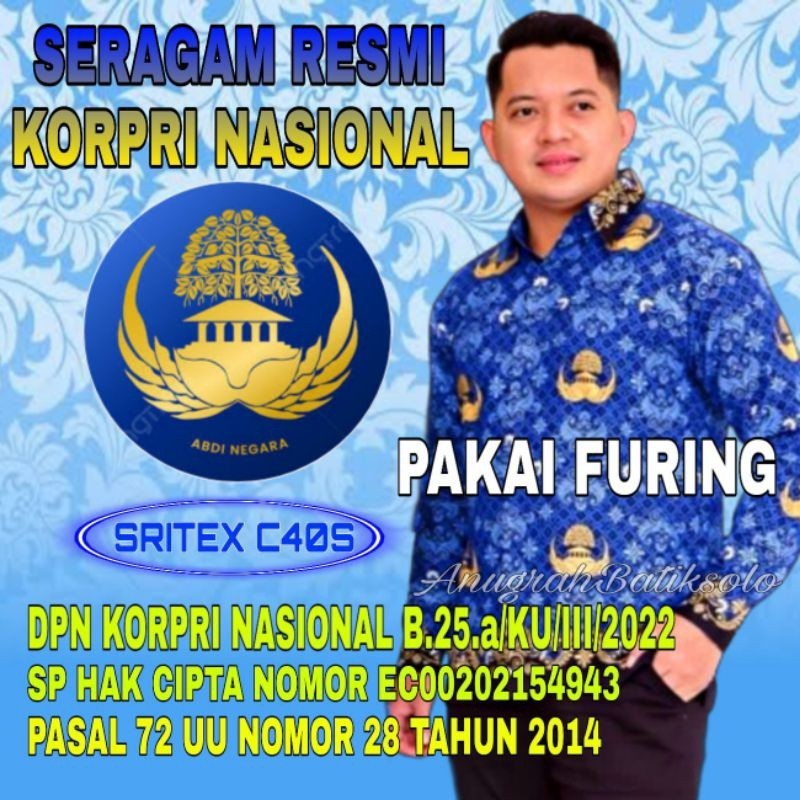 Baju PGRI dan PNS Seragam Korpri dan PGRI Resmi 2023 Pria dan wanita kain lapis furing