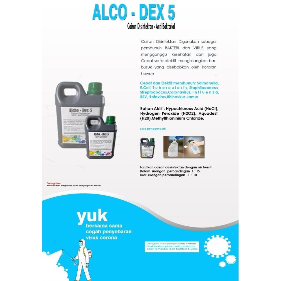 ALCHO+ DEX (CAIRAN DISINFEKTAN / DESINFEKTAN 1L ) 1 LITER KONSENTRAT