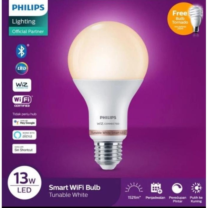 PHILIPS SMART WIFI LED 13W RGB & TUNABLE E27 A67 CRI90 WIZ CONNECTED
