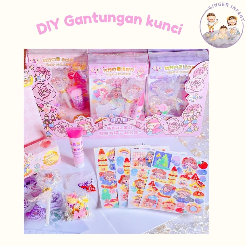 

My56 GINGERINFANT 1 set Diy gantungan kunci aklirik aesthetic mainan sticker anak super lucu Murah