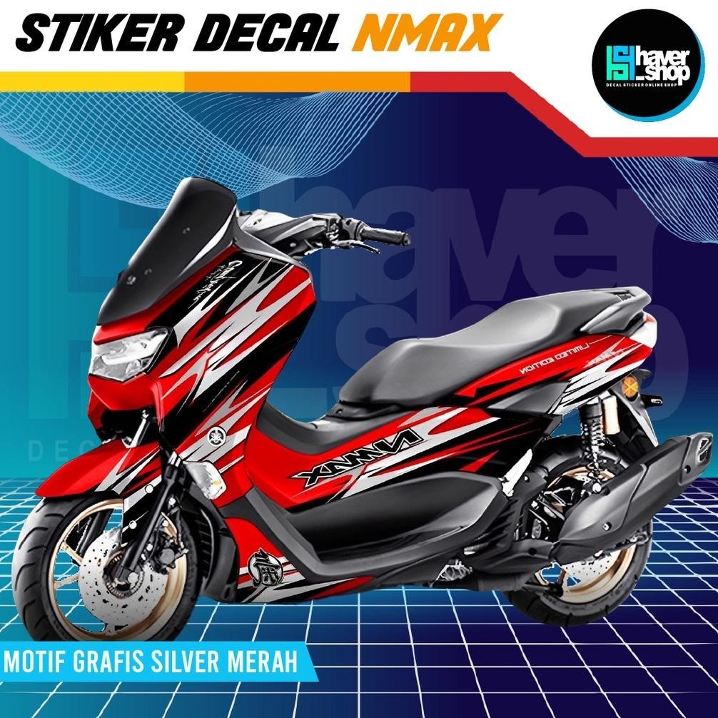 Stiker Untuk Motor Aksesoris Kendaraan Decal Full Body Yamaha Nmax Silver Merah Terlaris By Haver Sh