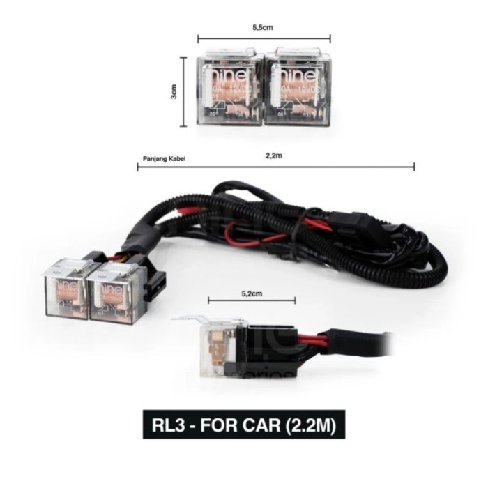 Kabel Set 2 Relay Lampu Tembak Led Laser 2 Warna Motor & Mobil