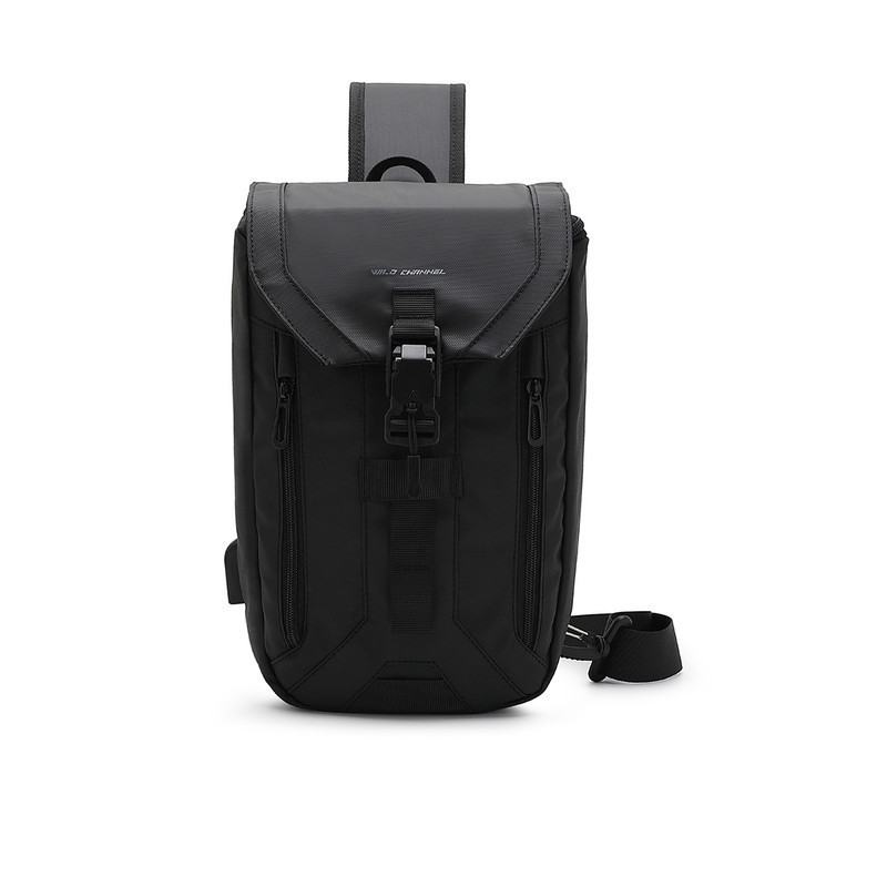 Wild Channel Tas Dada / Tas Selempang - Hitam (Water Resistance Casual Chest Bag / Shoulder Bag / Cr