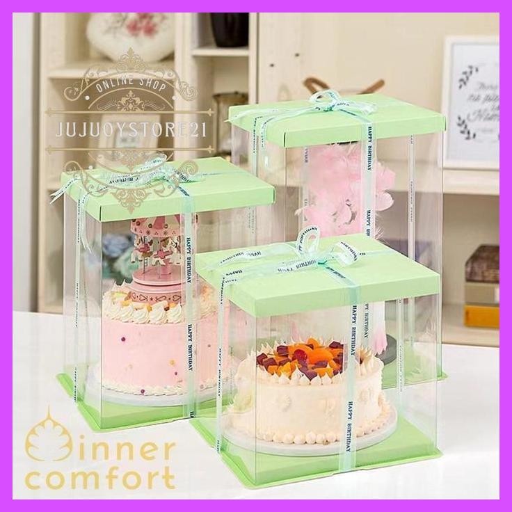 

Beli 2 Murah Kotak Kue / Giftbox Square / Segi Empat Transparan Mika Bening 26 Cm