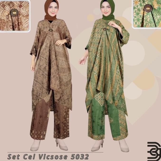 Set Celana Batik Modern Wanita Viscose Baby Premium Model Kaftan V1 TK