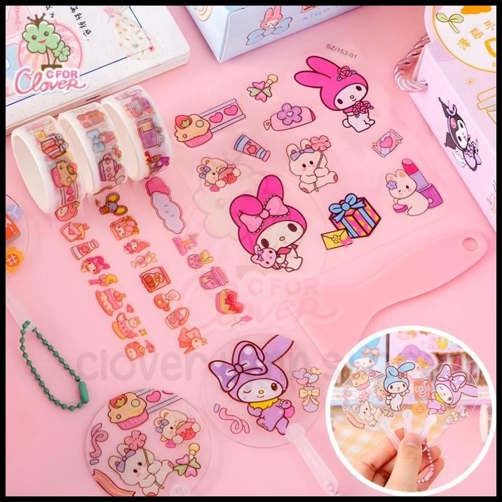 

BEST DEAL DIY FAN WITH CUTE CHARACTER STICKER SET SET KIT GOODIE BAG SOUVENIR !!!!!!!
