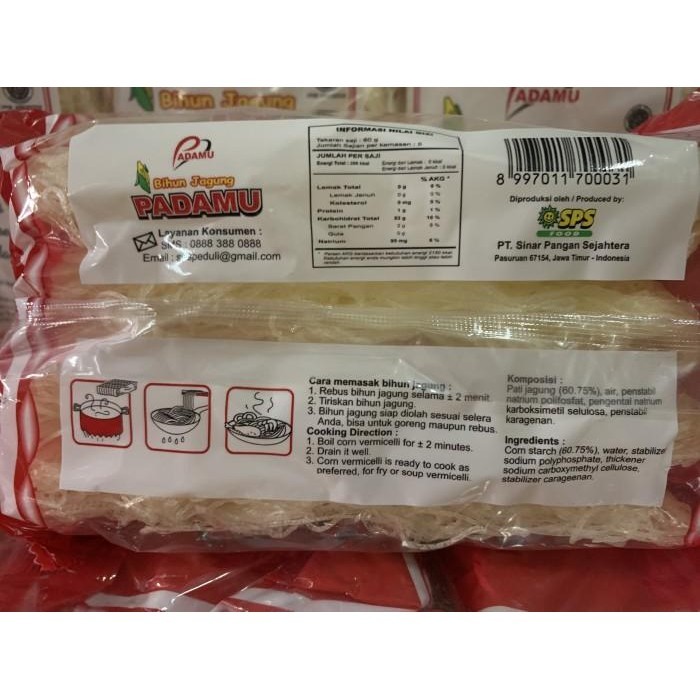 

Bihun Jagung Padamu 350Gr 1Ball Isi 12Pcs