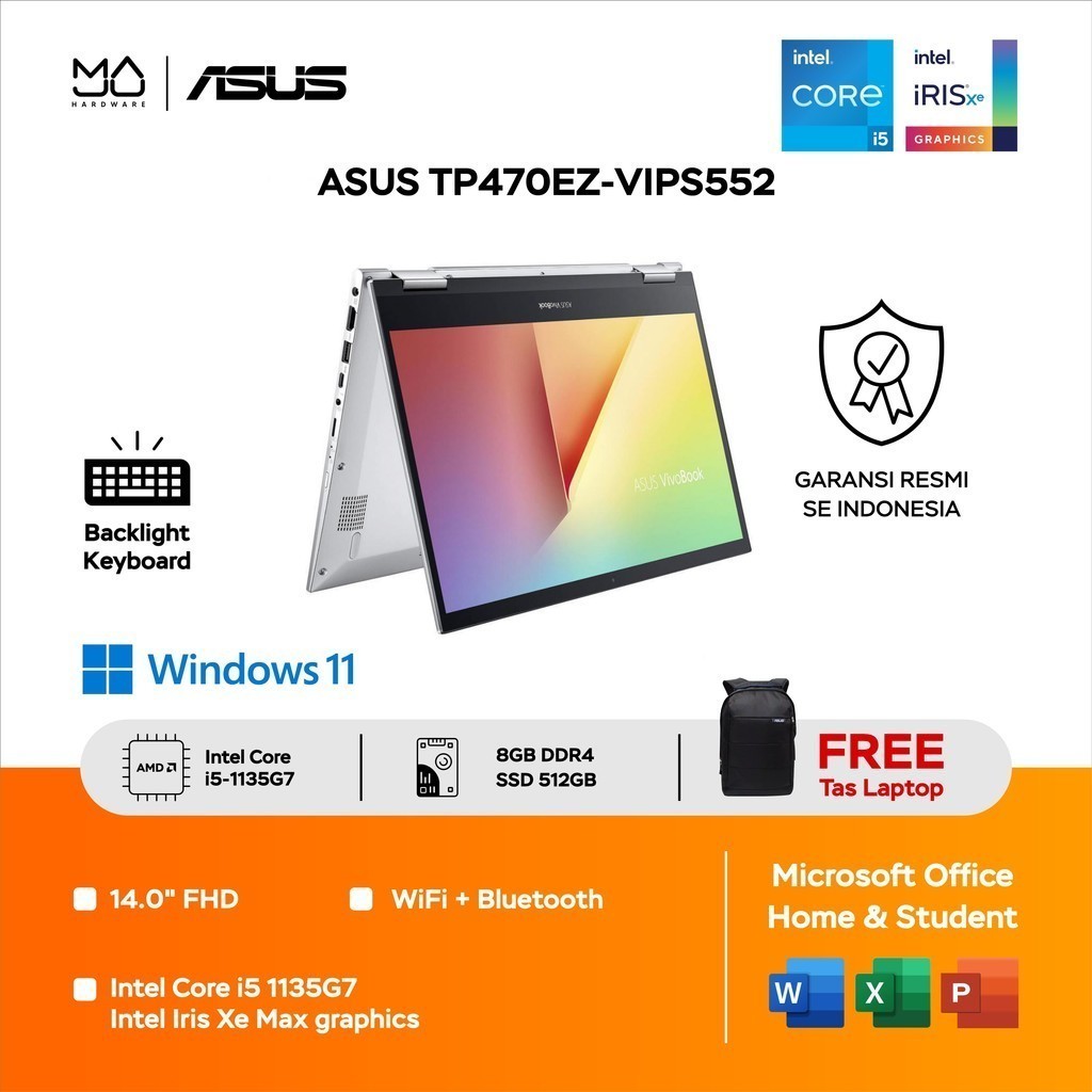 Laptop Asus VivoBook Flip 14 TP470EZ-VIPS552 1135G7 i5/8GB/512SSD