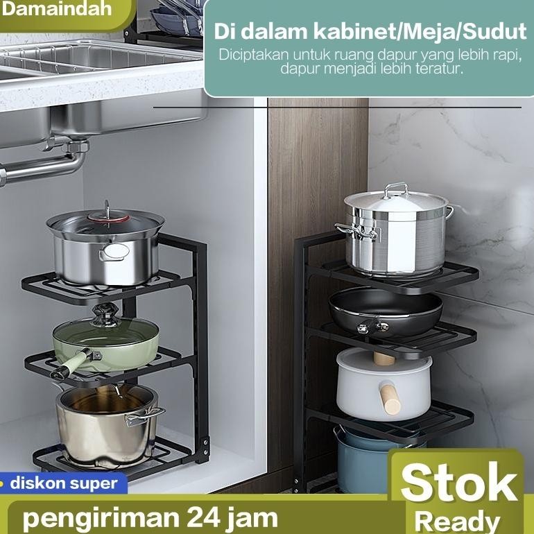 Rak Susun Bawah Wastafel Rak Tingkat dan Beroda Rak Penyimpanan Adjustable Peralatan Rumah Dapur