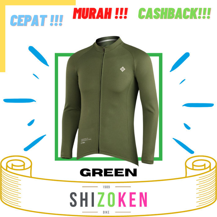 Xintown Baju Jersey Sepeda Lengan Panjang Roadbike Mtb Polos Hijau