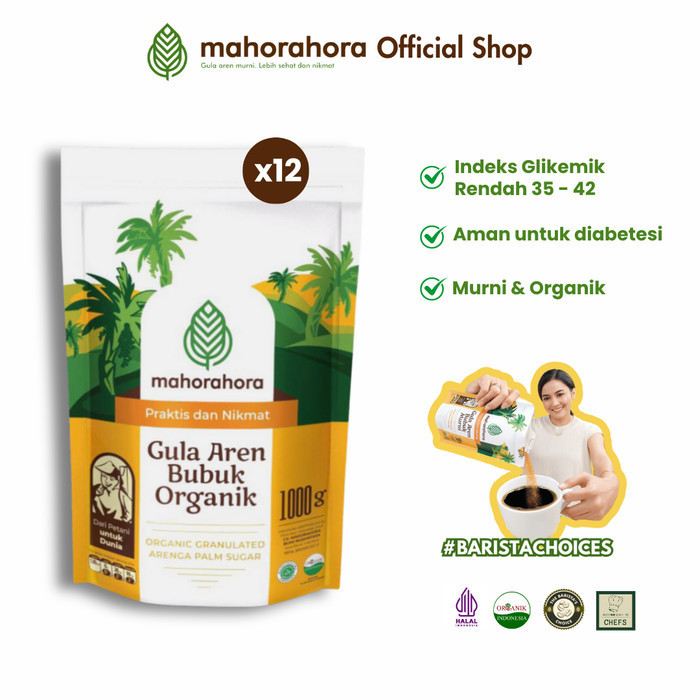 

Gula Aren Bubuk Murni Dan Organik Mahorahora 1000Gr/1Kg - Isi 12Pcs - Adelineez