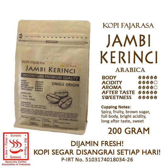 

Kopi Fajarasa Jambi Kerinci Biji Kopi Arabica 200 Gram