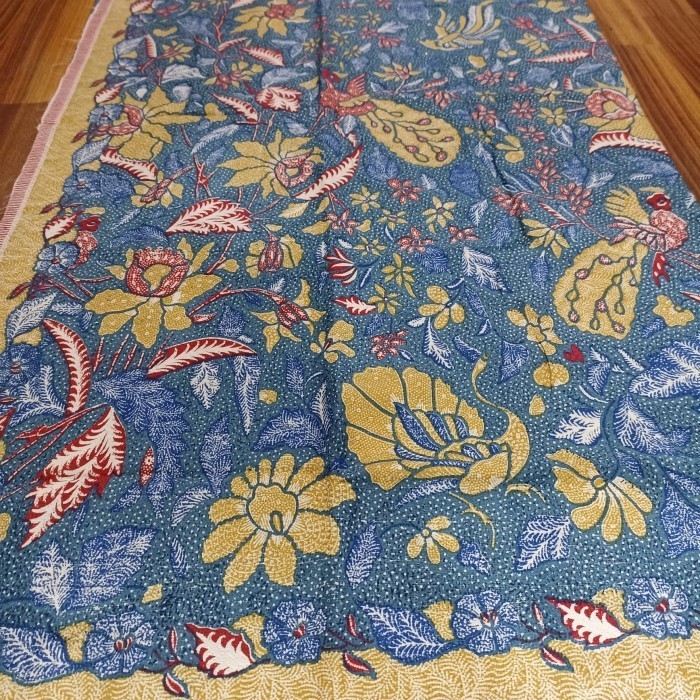 Kain Batik Dobby Tiga Negri Biru Kuning Pesisiran Klasik Jogja Solo