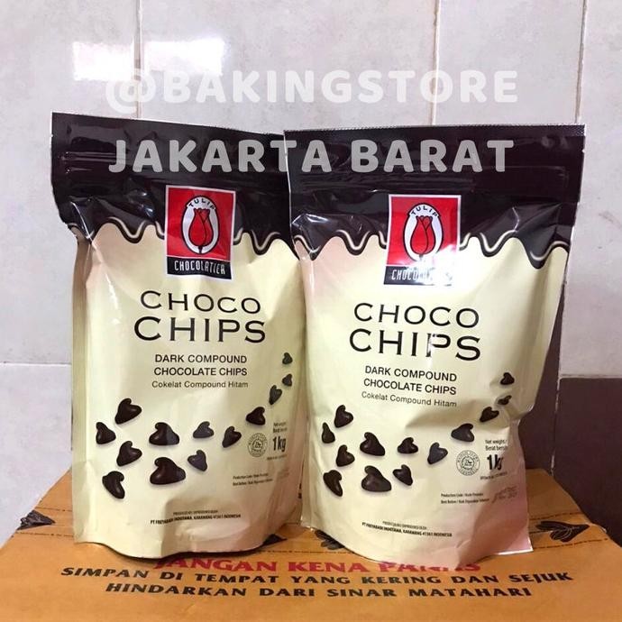 

Choco chip Dark Chocolate tulip 1Kg - chocochips dark coklat