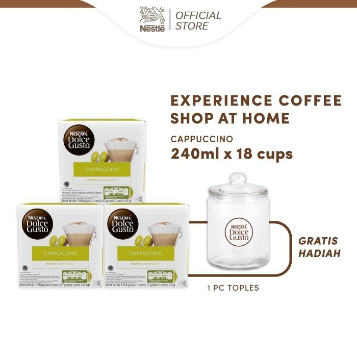 

Ready NESCAF Dolce Gusto Cappuccino 3 box (36 kapsul = 18 gelas)