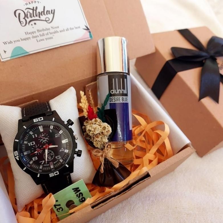 

(PAKET HEMAT) HAMPERS ULANG TAHUN COWOK PAKET KADO ANNIVERSARY GIFT JAM TANGAN PARFUM FREE UCAPAN TERLARIS