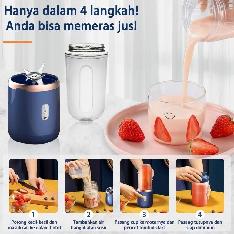 YUI TIXX Blender Portabel USB Mini Juicer Jus Pisau Elektrik 6 Mata Blender 400+400ML TERLARIS