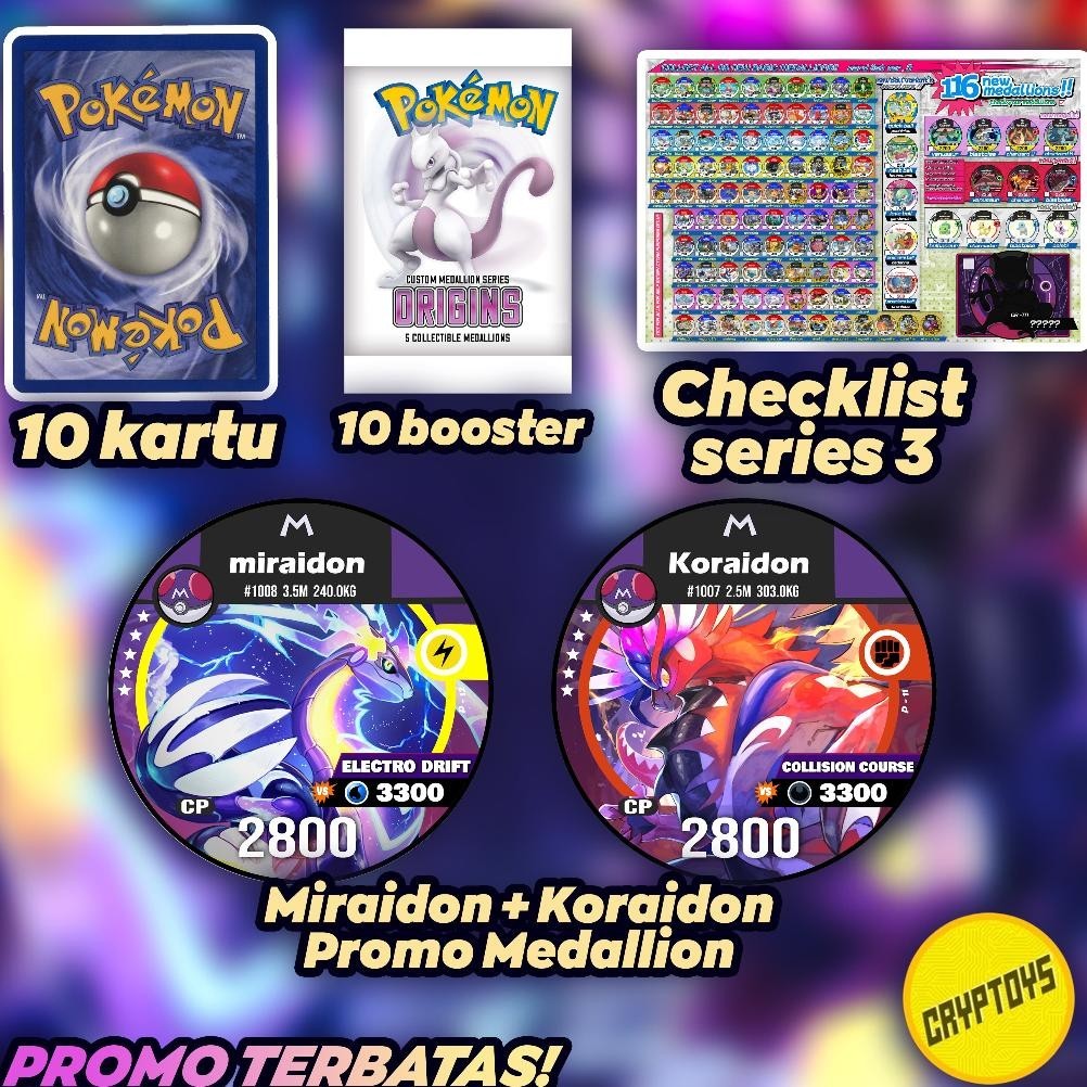 h-4 Promo Set SERIES 3 Medallion kustom Kartu pokemon TCG Indonesia series Origins tazos murah Termu