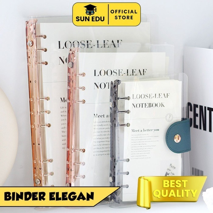 

Elegant Binder A5 Transparan Binder With Clip Note Book Loose Leaf Ros