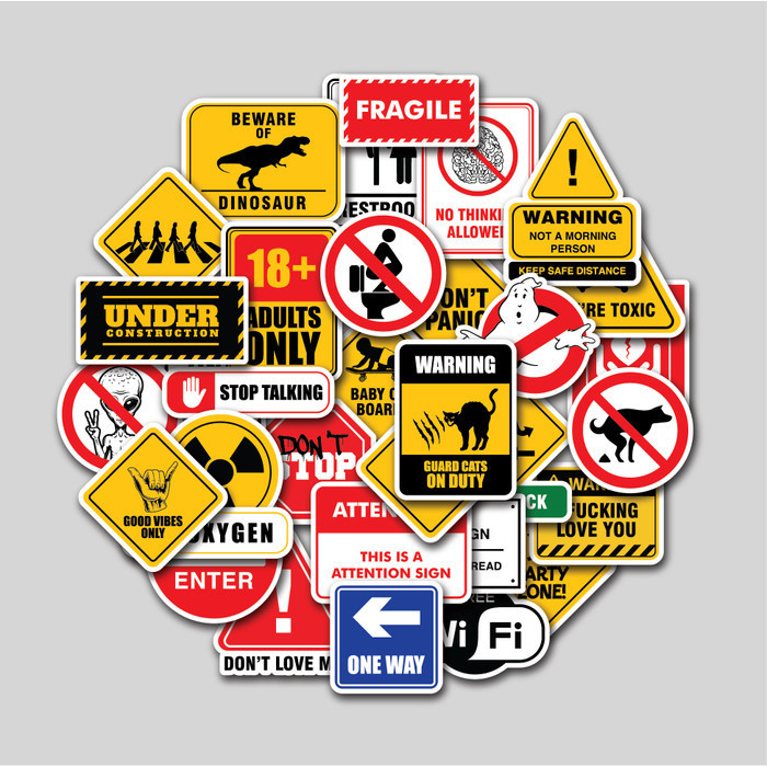 

STICKER PACK FUNNY ROAD SIGN STICKER TUMBLER STIKER LAPTOP KOPER HELM K01