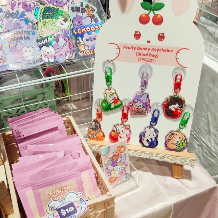 

Fruity Bunny Gacha Keychain & Sticker Sheet K01