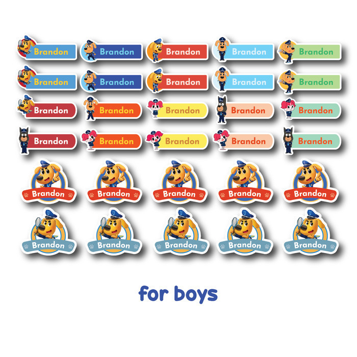 

Sticker label nama anak waterproof Sherrif Labrador K01