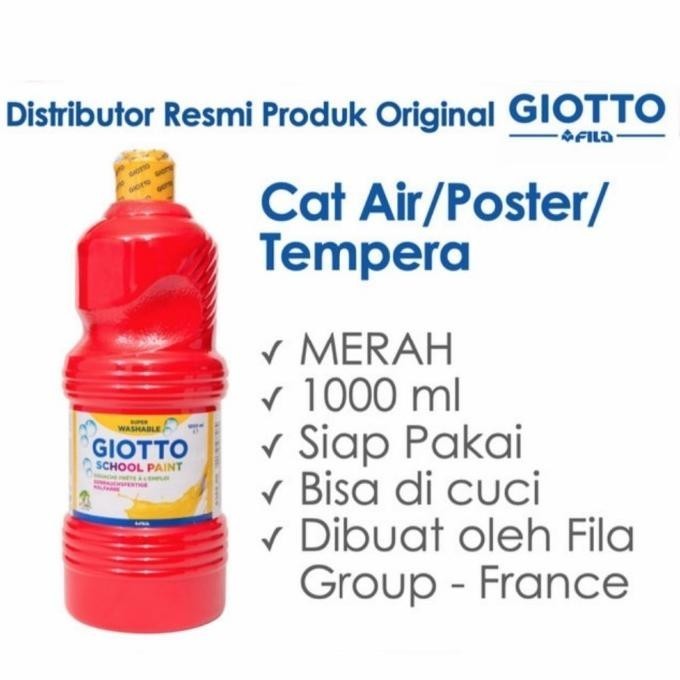 

Giotto School Paint 1000 ml Red Merah Cat Air Poster Washable 1 L K01