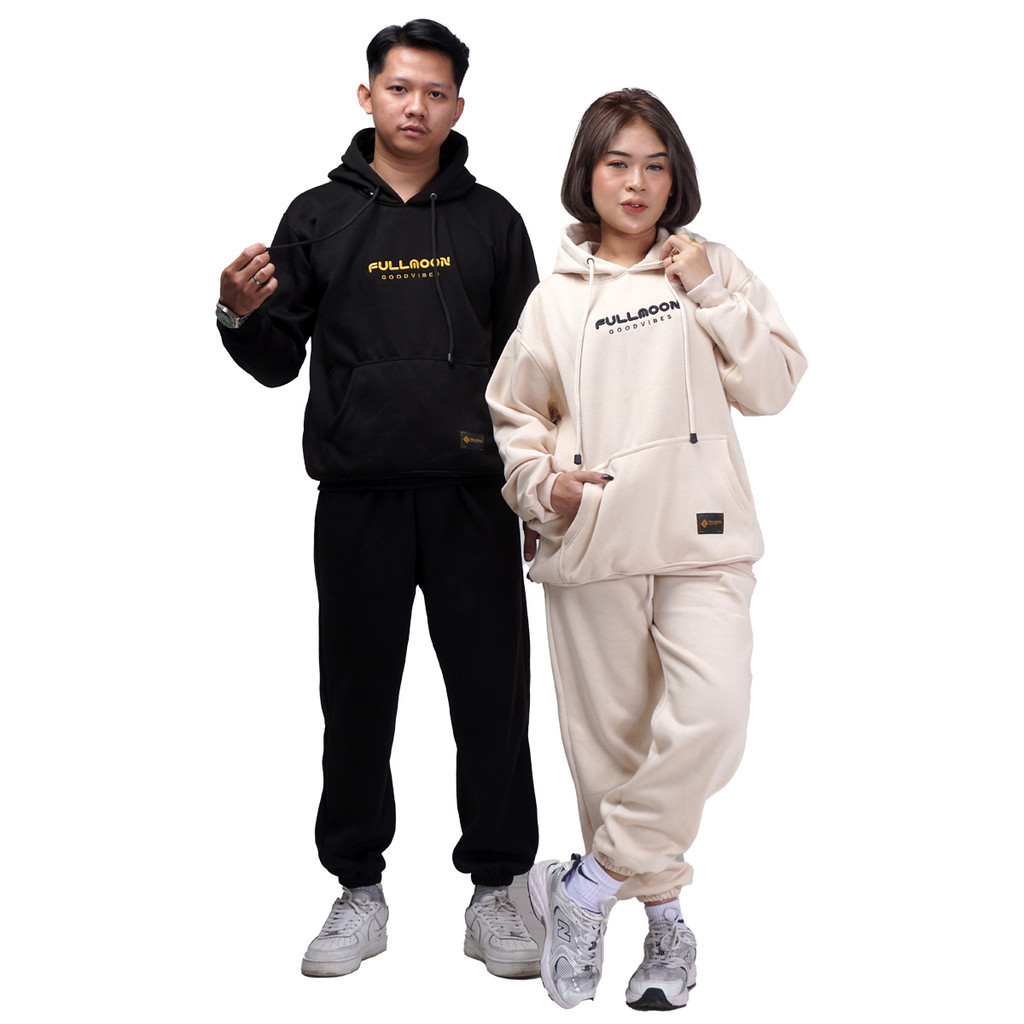 STELAN ONE SET SWEATER HOODIE JUMPER PULLOVER DAN CELANA PANJANG TRAINING FULLMOON PRIA DAN WANITA