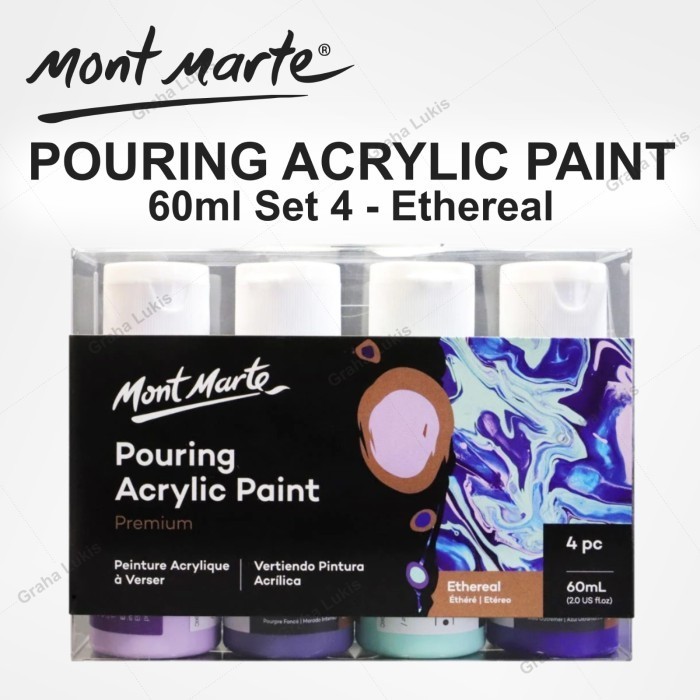 

Ready Mont Marte Premium Pouring Acrylic Paint 60ml (2oz) 4pc Set - Ethereal