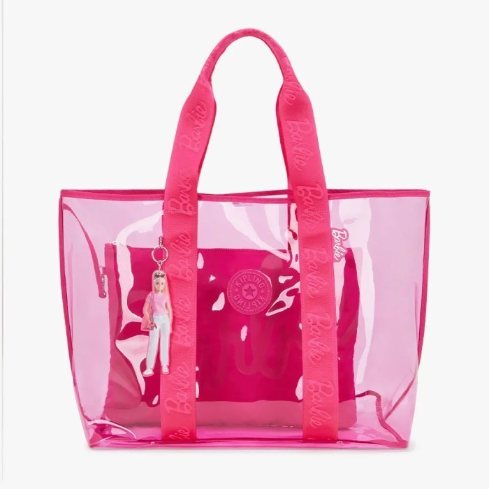 Ready KIPLING X Barbie - JACEY XL Tote Bag Wanita - Power Pink Transparan