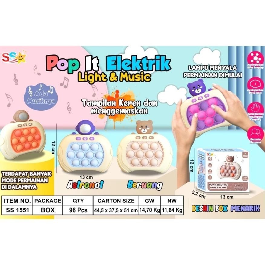 GA24 mainan game pop it viral / pop it elektrik led motif karakter musik / pop it / mainan pop it vi
