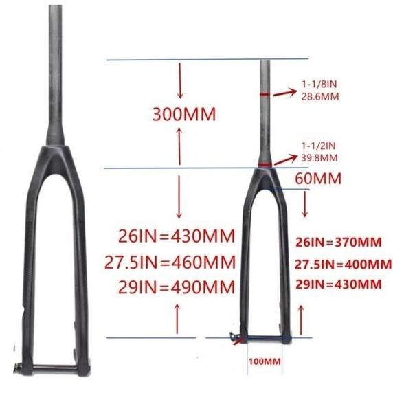 Premium Fork Rigid Carbon Taper TA 100 mm Fork Full Carbon Tapered Thru Axle Sepeda MTB Roadbike