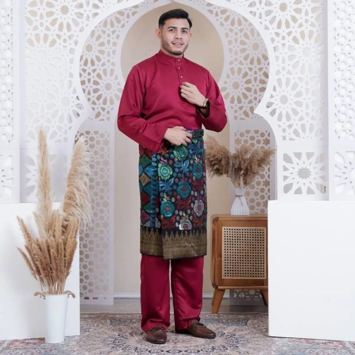 Stelan Baju Melayu Pria Dewasa / Set Adat Malaysia Lelaki Terlaris