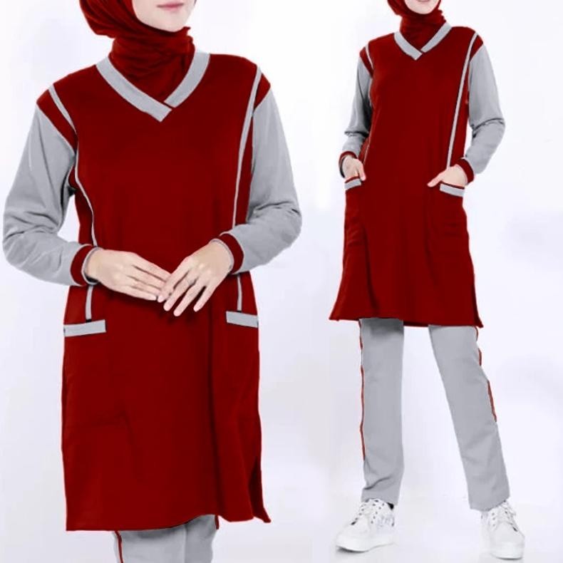 Baju Setelan Tunik Wanita Muslimah Olahraga Senam Zumba Training JUMBO XL XXL 3XL