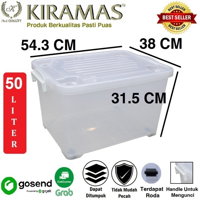 Kiramas Kontainer Box / Kontainer Plastik Transparan 50 Liter 1038 Ar