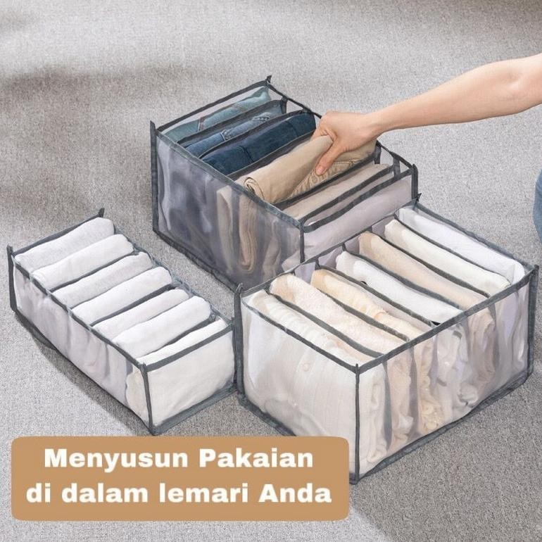 Kotak Sekat Pembatas Pakaian Penyekat Lemari Storage Baju Celana HDK304