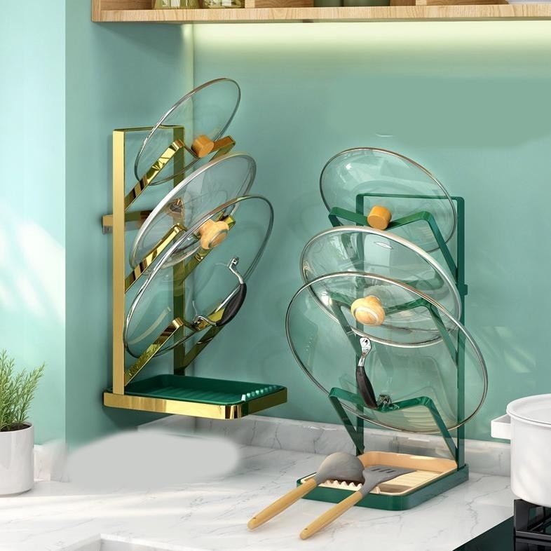 Rak Tutup Panci Gantung Rak Piring Dinding Tempat Peniris Serbaguna Rak Dapur Susun Rak Gantung Panc