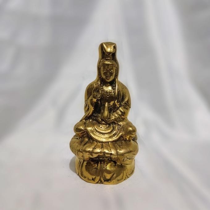 TERMURAH - Patung Logam Kuningan Dewi Kwan Im Duduk ss Statue Art Dekorasi