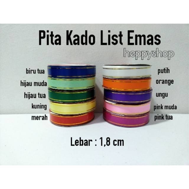 Ataritagrosir Pita Kado List Emas, Pita Jepang List Emas, Pita Plastik List Emas
