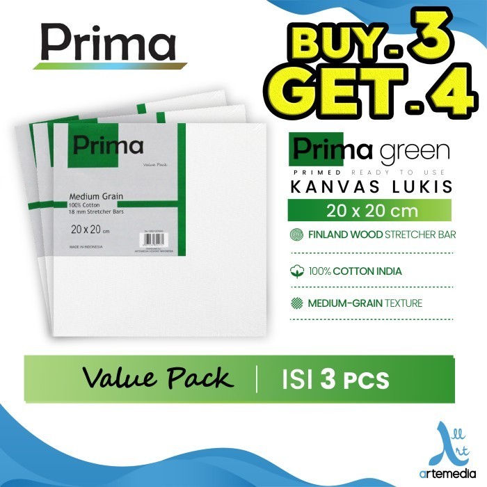 

KANVAS LUKIS PRIMA GREEN 20X20CM VALUE SET 3 COTTON CANVAS