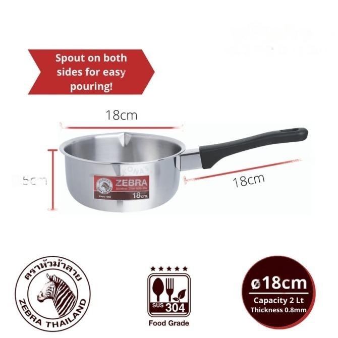 Wajan Panci Susu Panci Indomie Sauce Pan Stainless Steel 18 cm Zebra