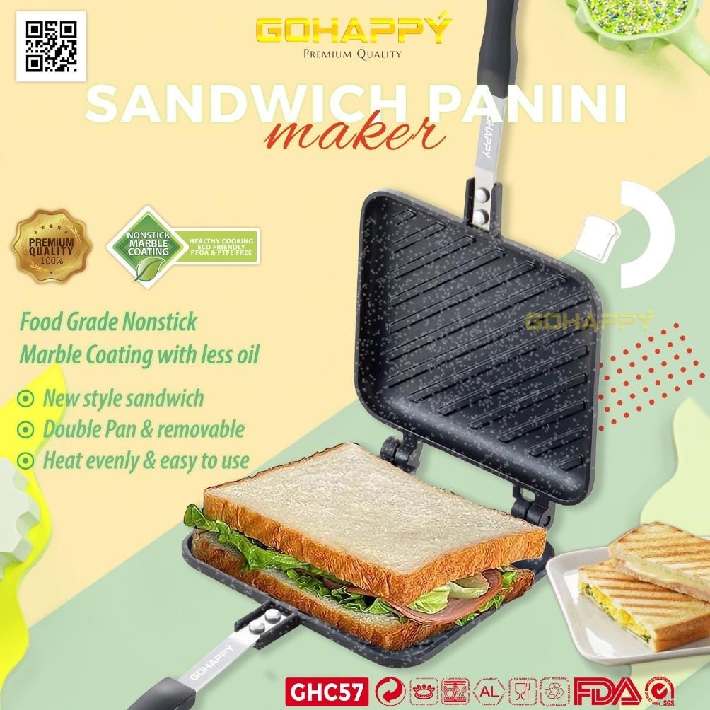 [PROMO] Cetakan Kue Roti GOHAPPY SANDWICH PANINI BURGER PRESS MAKER (Bread Toaster) Populer di jepan