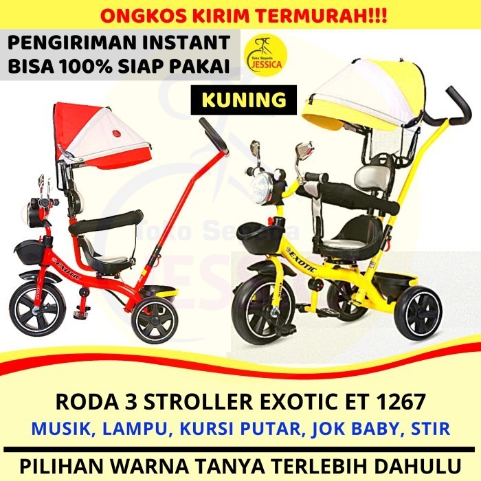 Sepeda Anak Roda 3 Tiga Tricycle Stroller Exotic Et-1267 By Pacific