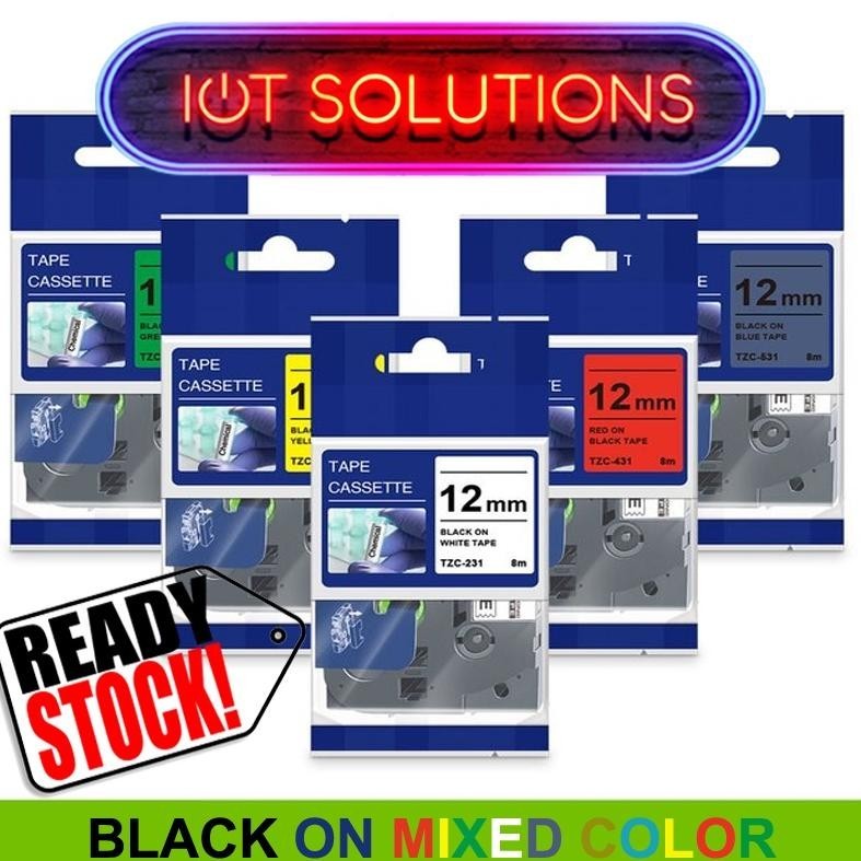 

rwe-45 Label Tape Brother Compatible TZE-231 12mm 8m TZe231 631 334 PT-H110 D210 Black White Clear Red Gold Blue Green Yellow Fluorescent Berkualitas