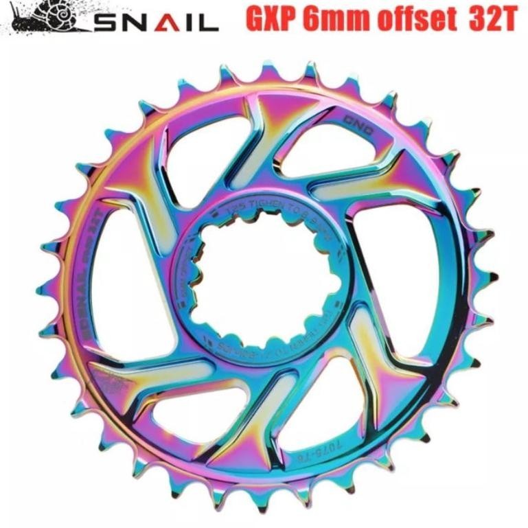 Premium Snail Chainring 32T GXP Chain Ring Arm Crank GXP Direct Mount Rainbow