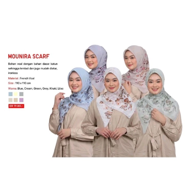 Zoya Segi Empat Polos+motif Kerudung Hijab Jilbab Mounira Scarf