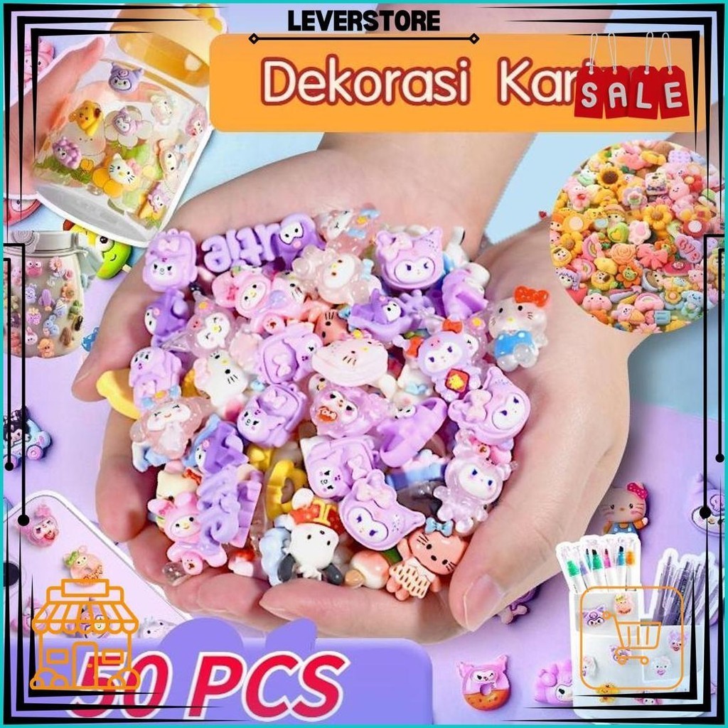 

50 Pcs Aksesoris Resin Clay Dekorasi Kartun Deco Cream Clay Kotak Resin Karakter Diy Student Pencil Box Girl Gratis Ongkir