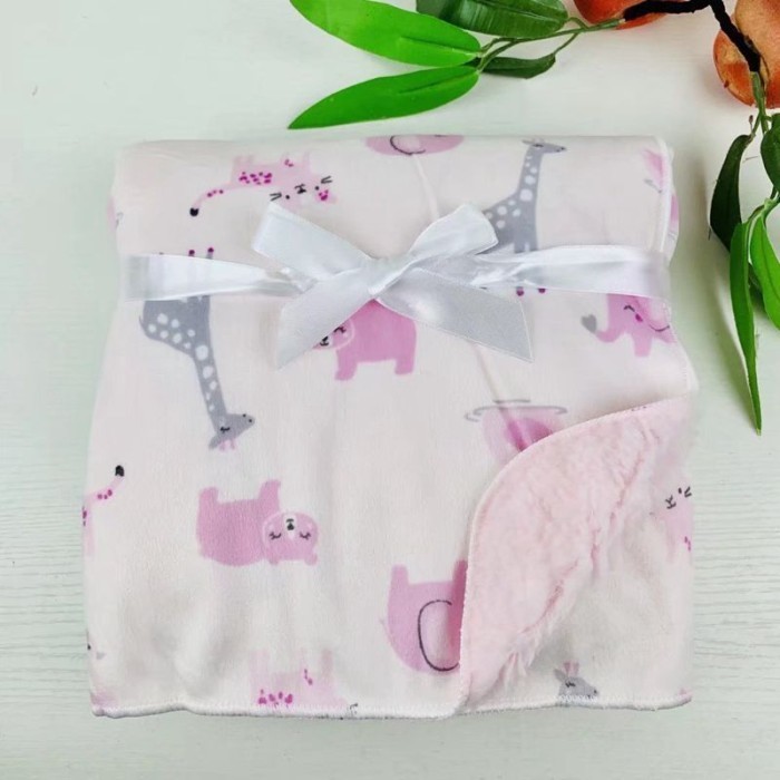 Selimut Bayi Lembut Double Fleece Dua Lapis Bahan Tebal Selimut Bulu